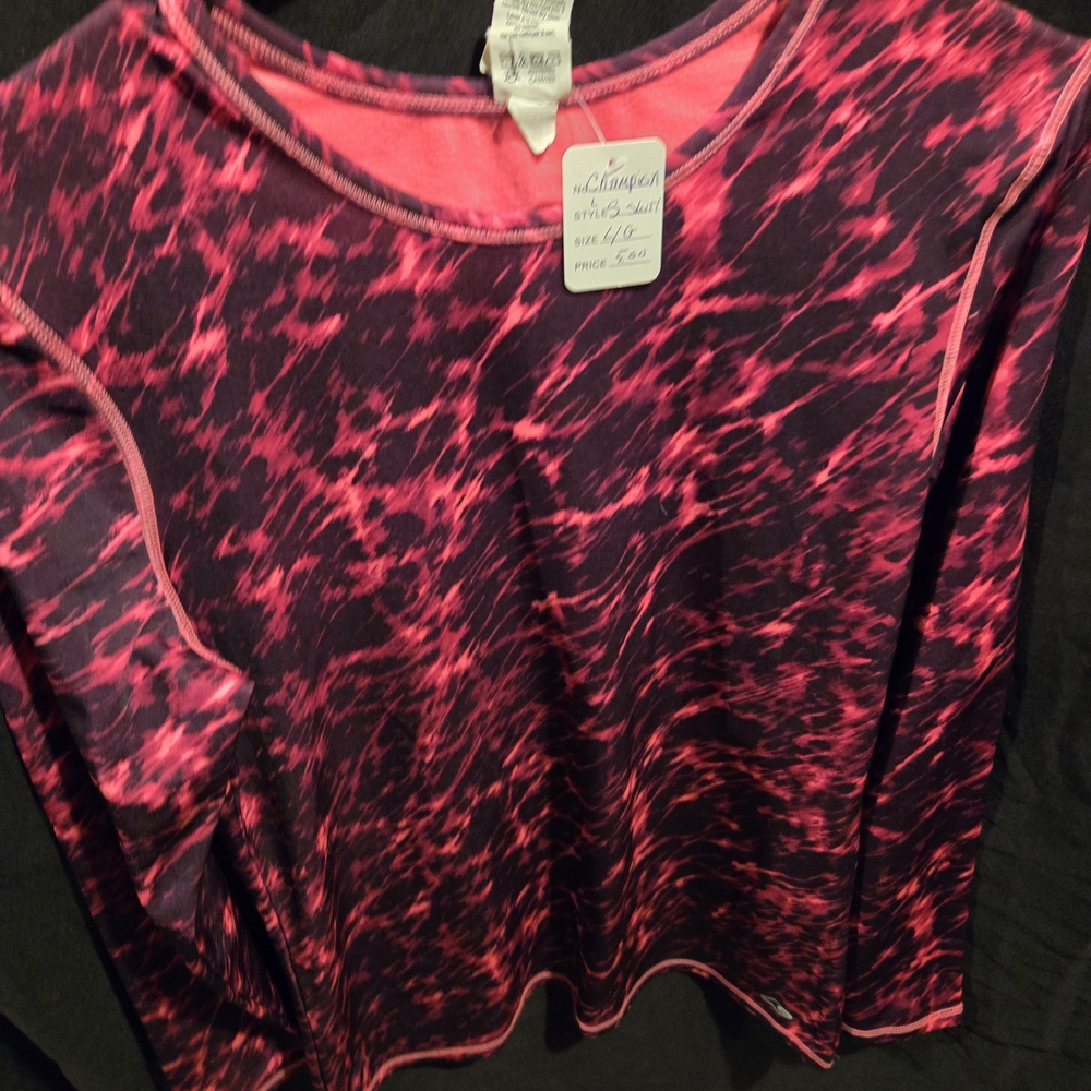 Champion Women's Pink and Black Long Sleeve Top